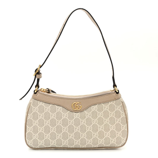 GG Supreme Monogram Textured Dollar Calfskin Small Ophidia Hobo Beige Mystic White Oatmeal