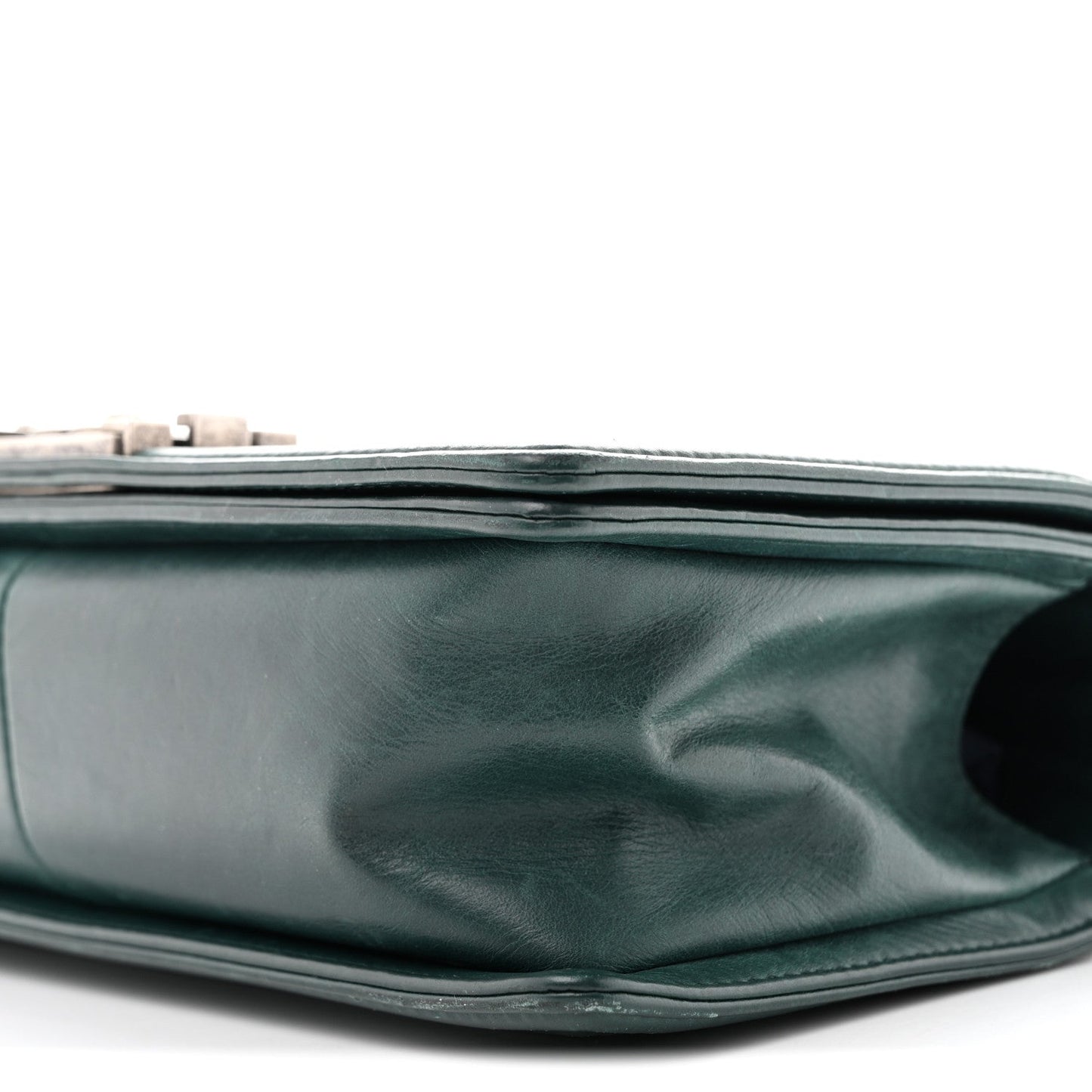 Calfskin Double Stitch Medium Boy Flap Green