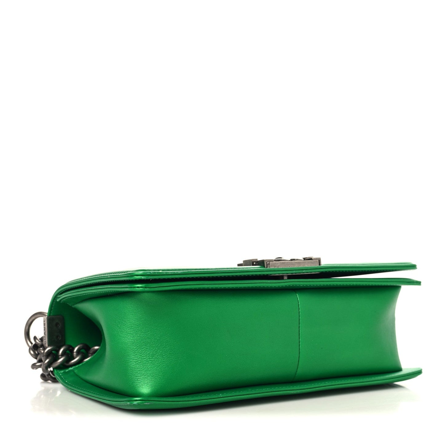 Metallic Calfskin Quilted Medium Boy Flap Green