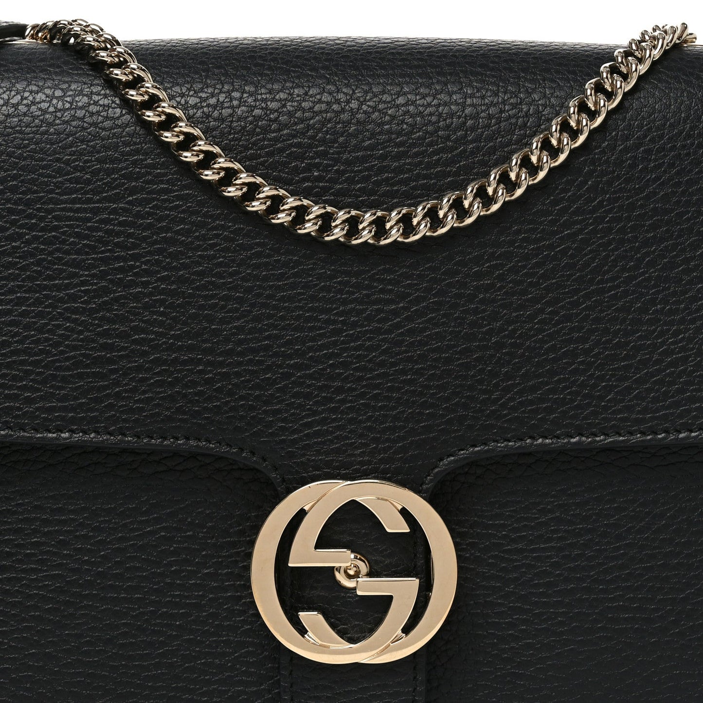 Dollar Calfskin Interlocking G Shoulder Bag Black