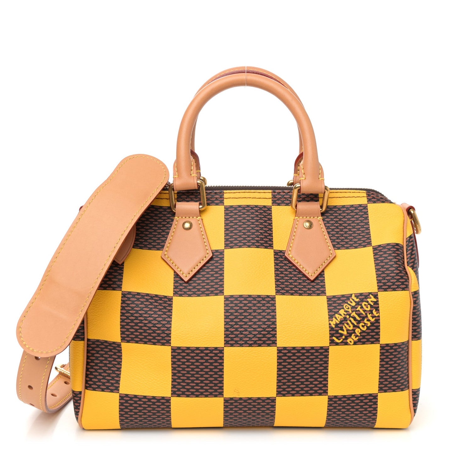 Damier Pop Speedy Bandouliere 25 Jaune Mat