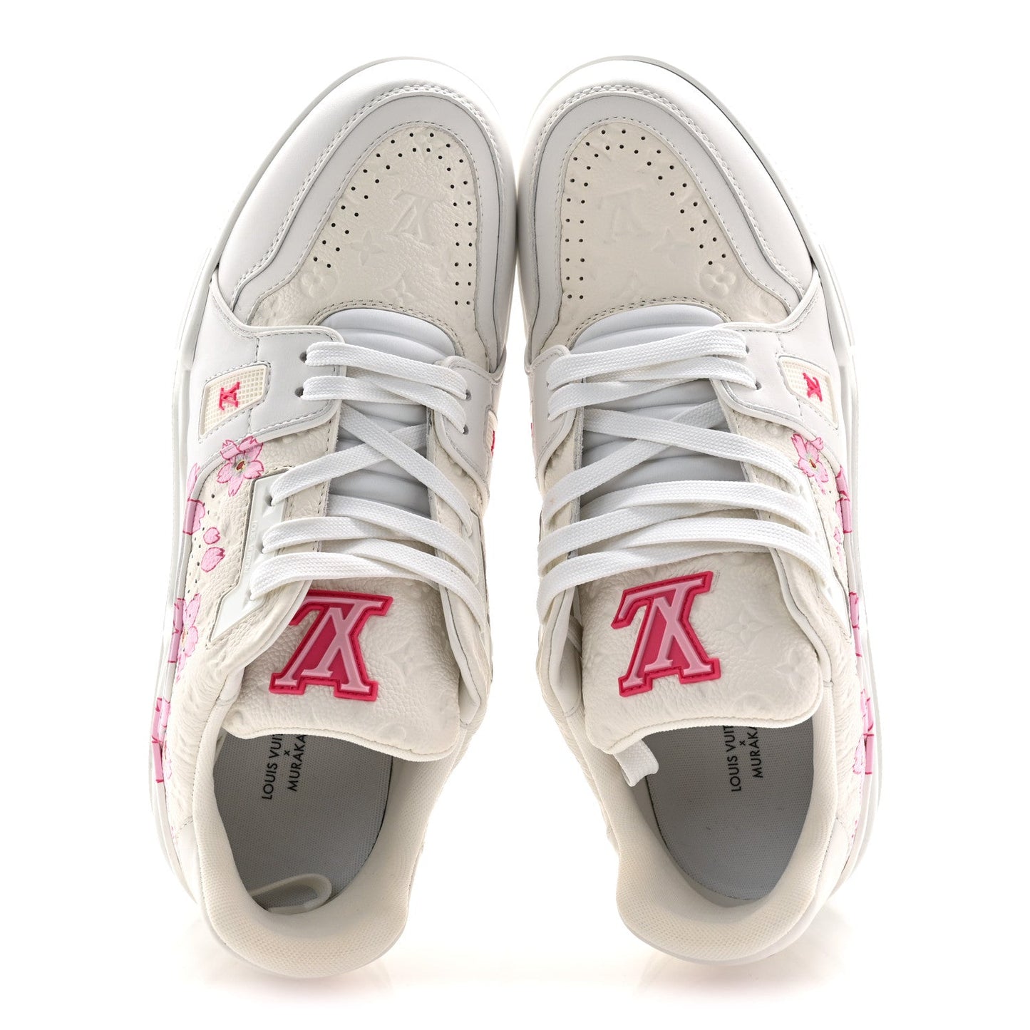 LV X TM Embossed Monogram Cherry Blossom LV Trainer Sneakers 41 White