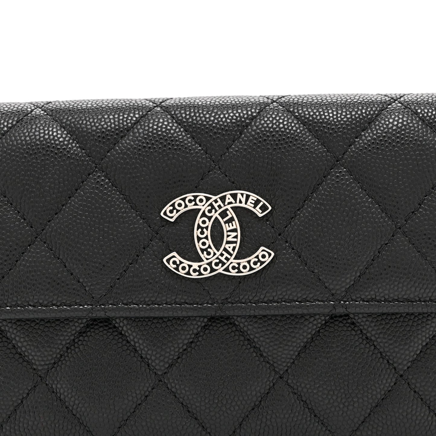 Caviar Quilted Coco Chanel CC Medium Flap Wallet Black