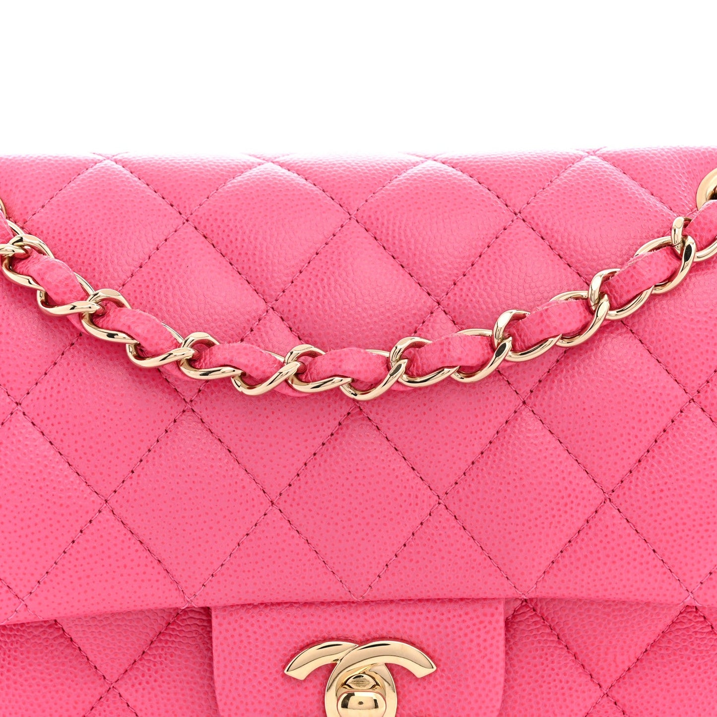 Caviar Quilted Small Double Flap Pink