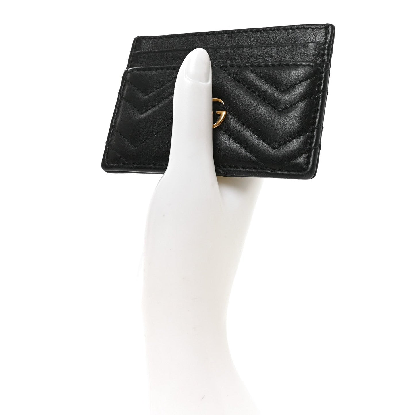 Calfskin Matelasse GG Marmont Card Holder Black