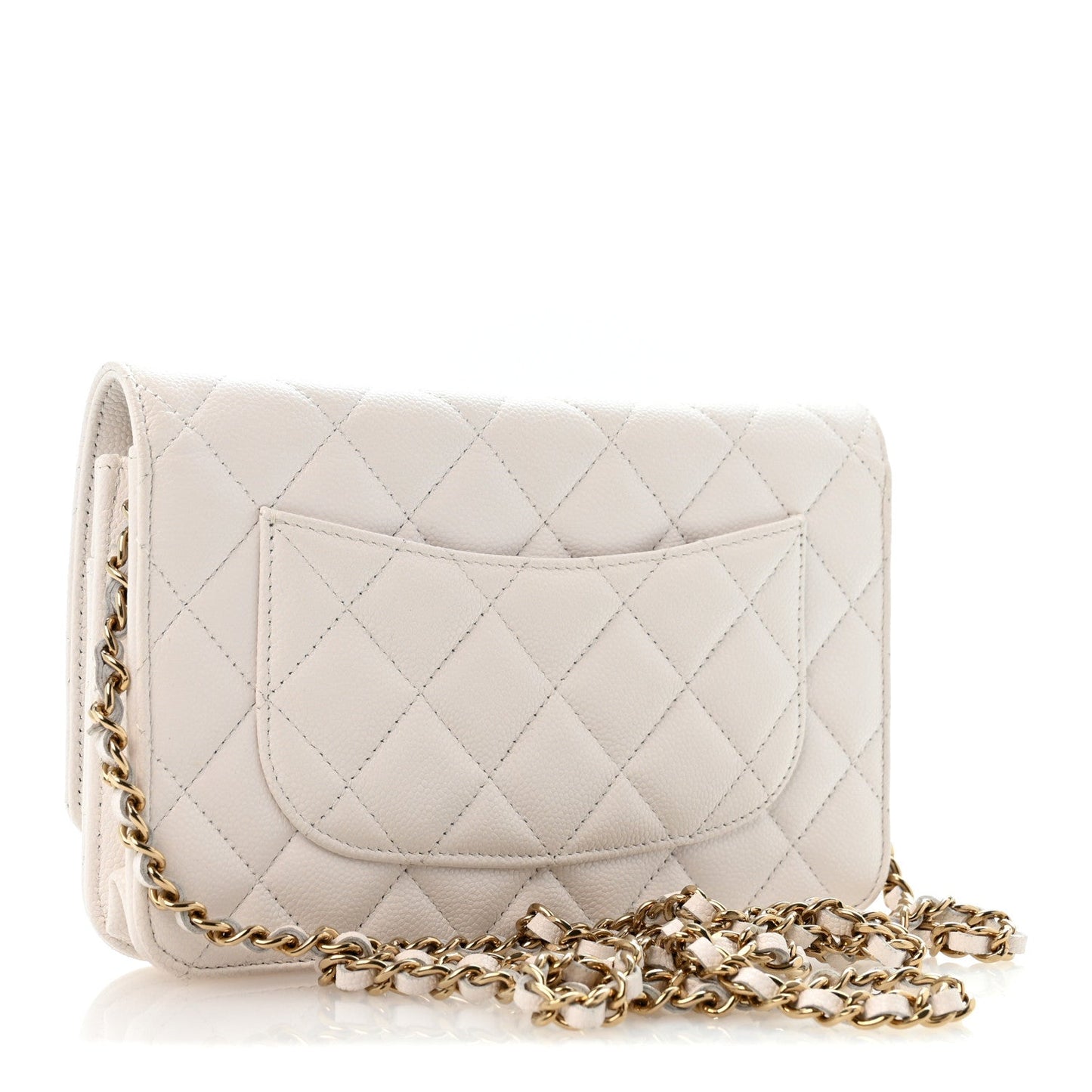 Caviar Quilted CC Turnlock Wallet On Chain WOC White