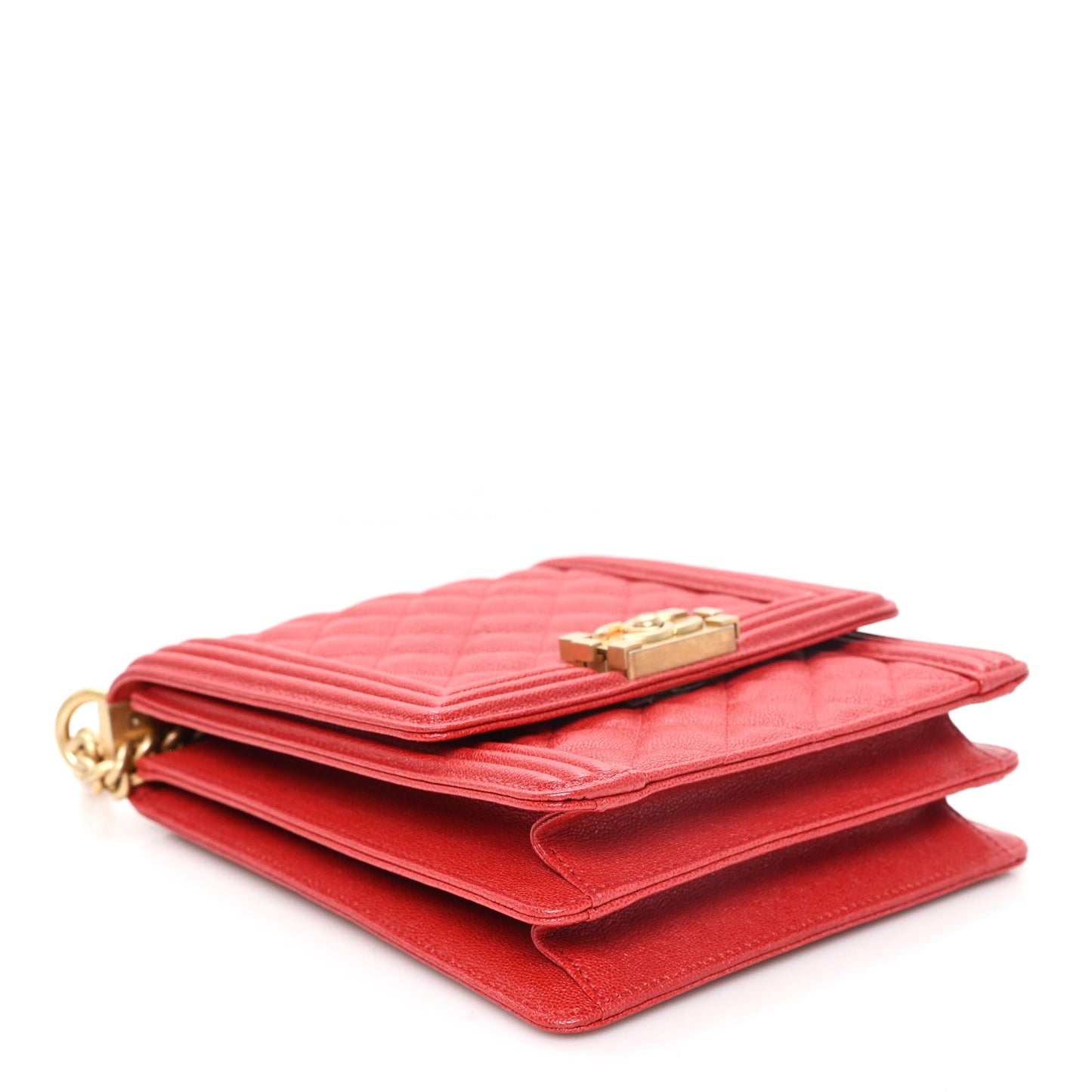 Caviar Quilted North South Boy Flap Red