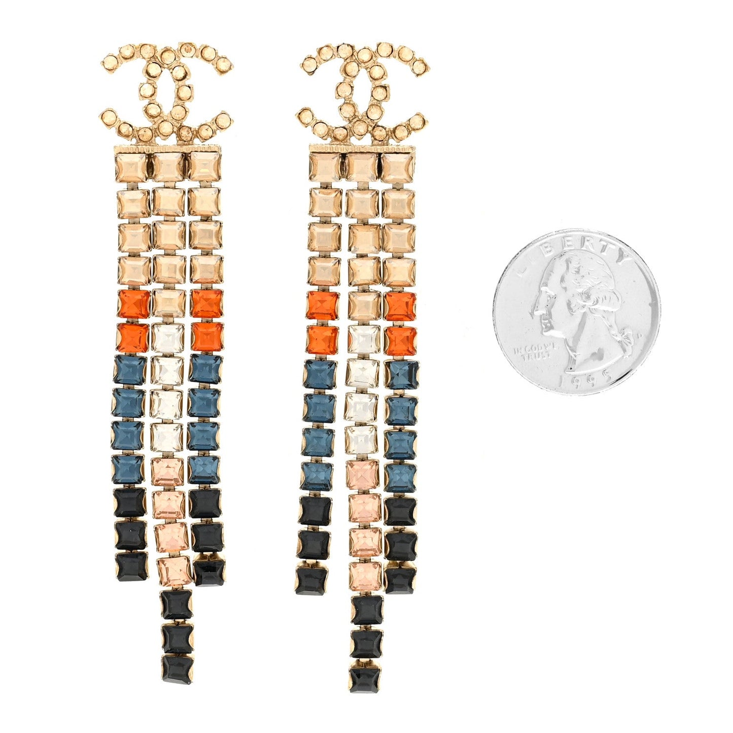 Baguette Crystal CC Drop Earrings Multi