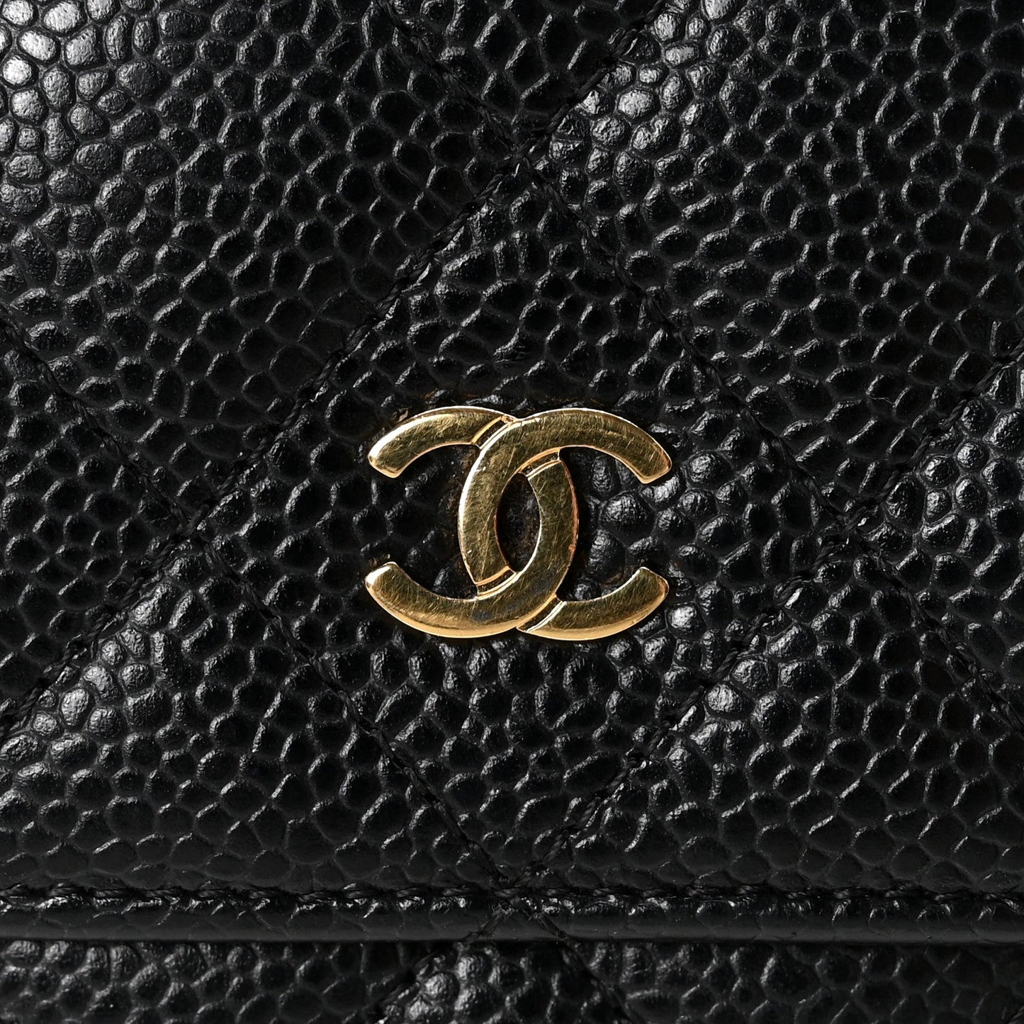 Caviar Quilted Wallet On Chain WOC Black