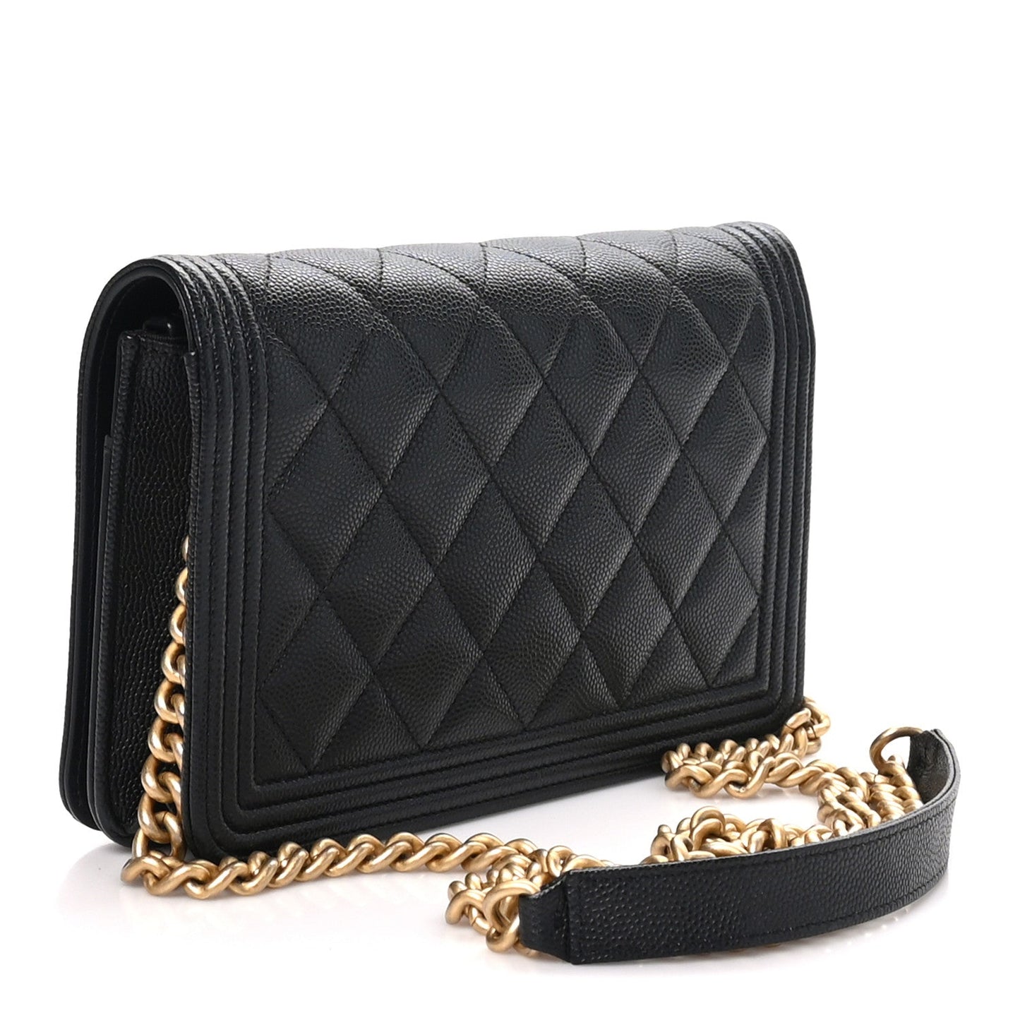 Caviar Quilted Boy Wallet On Chain WOC Black
