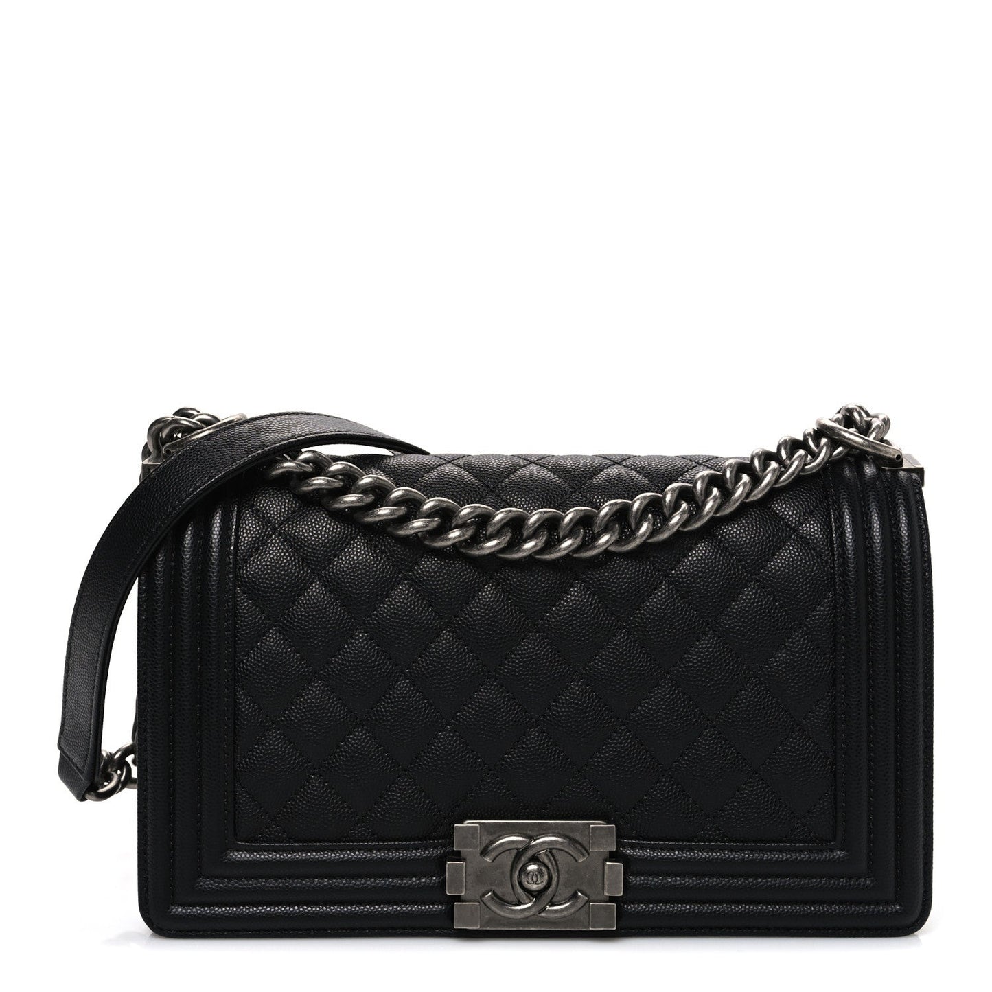 Caviar Quilted Medium Boy Flap Black