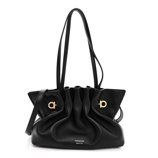 Nappa Small Dumpling Soft Bag Black