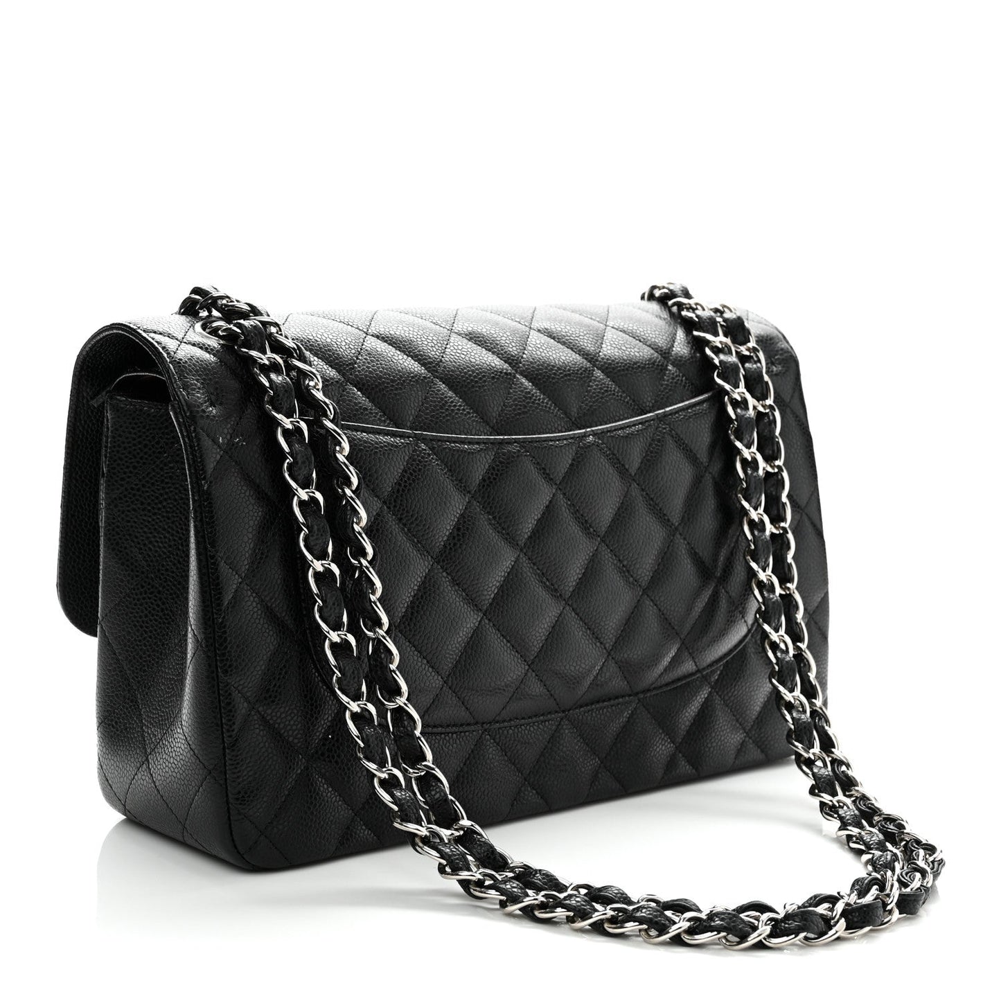 Caviar Quilted Jumbo Double Flap Black