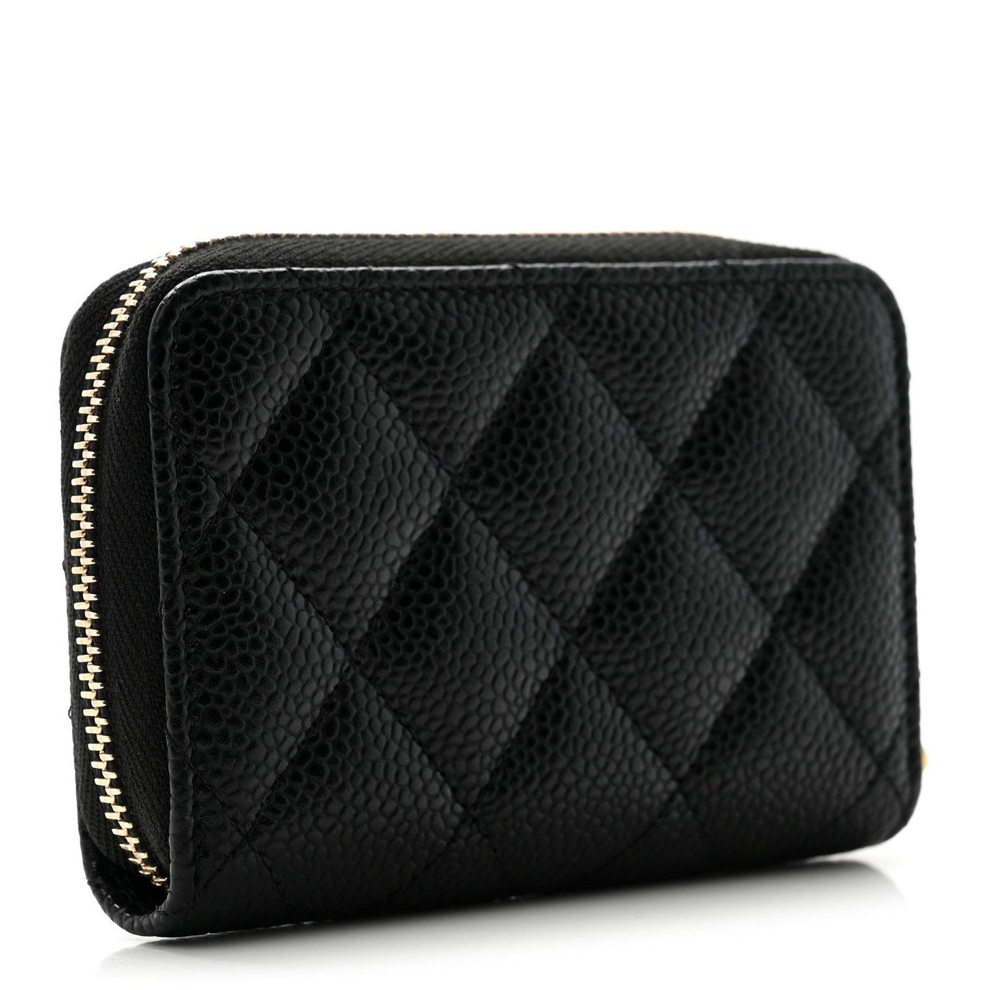 Caviar Quilted Zip Coin Purse Black