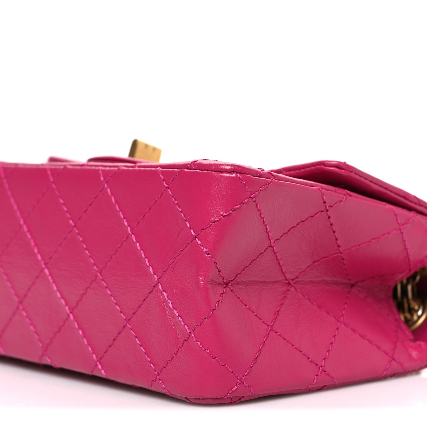 Aged Calfskin Quilted 2.55 Reissue Mini Flap Fuchsia