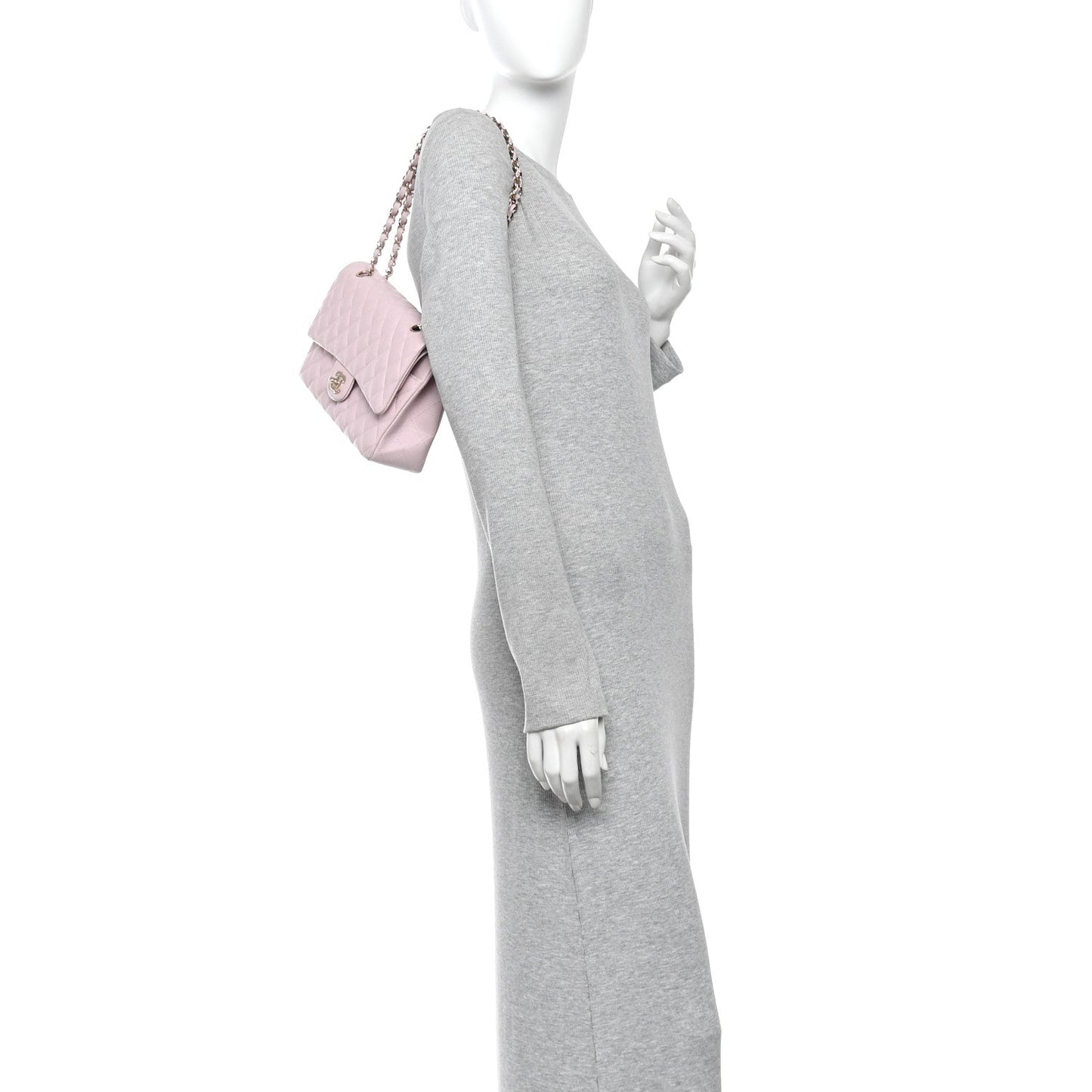 Caviar Quilted Medium Double Flap Light Pink