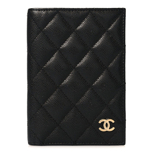 Caviar Quilted Passport Holder Black