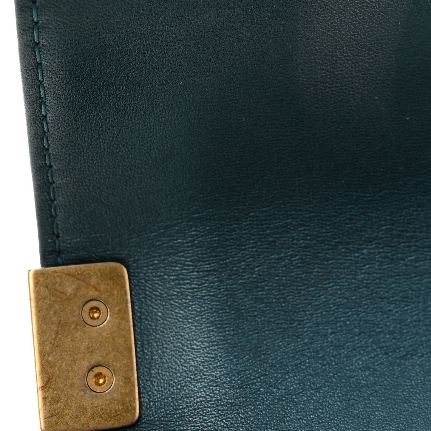 Metallic Calfskin Quilted Small Boy Flap Blue