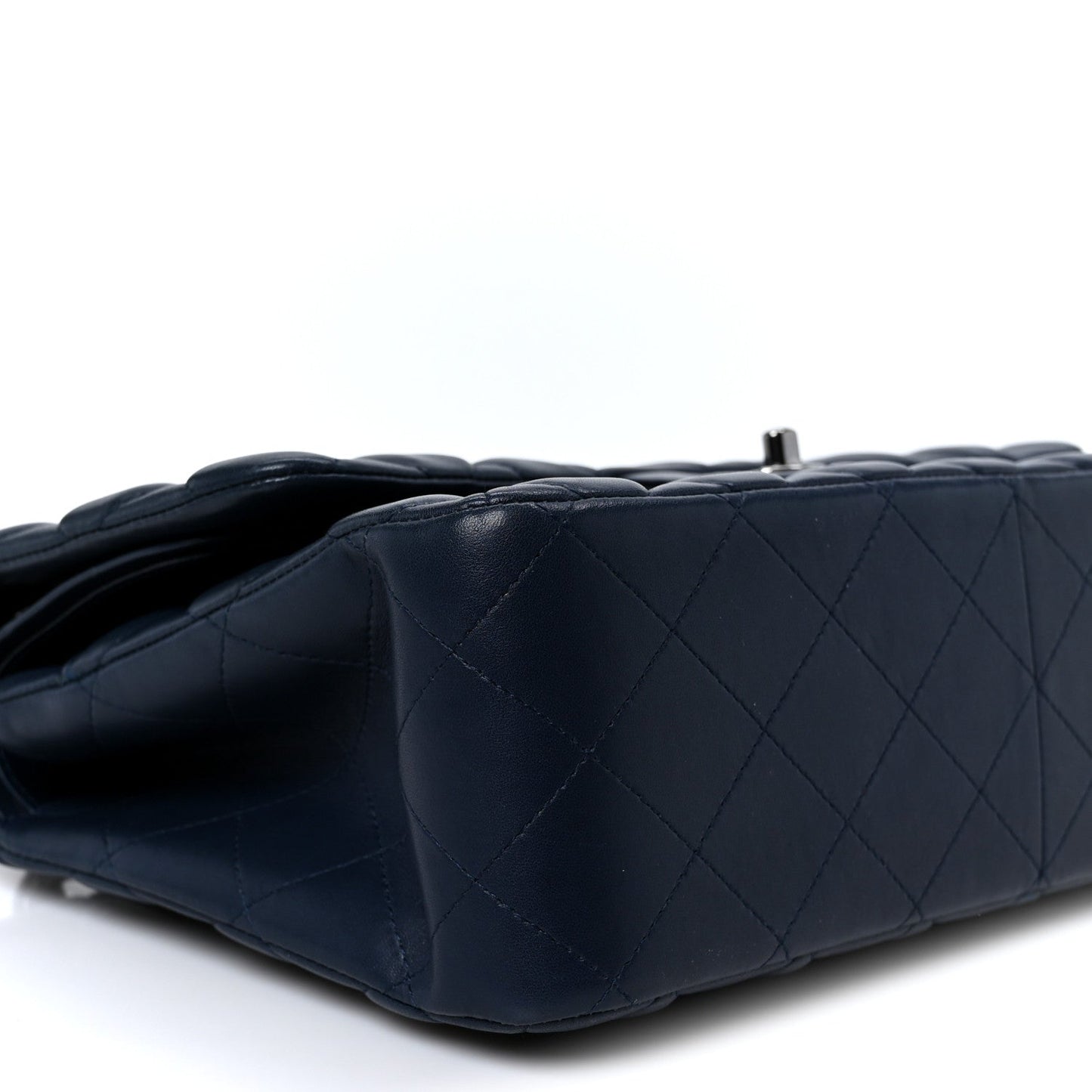 Lambskin Quilted Jumbo Double Flap Navy