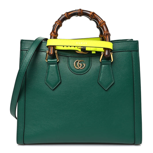 Wonka Grain Calfskin Small Diana Tote Bag Green Yellow Fluo