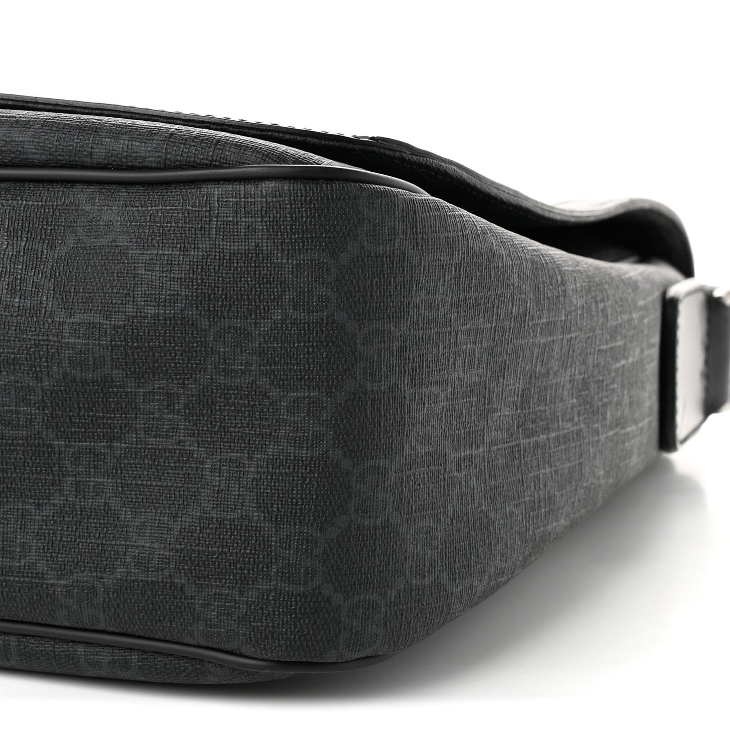GG Supreme Monogram Flap Messenger Bag Black Grey