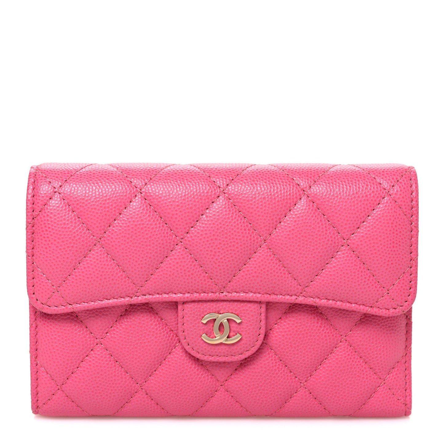 Caviar Quilted Medium Flap Wallet Pink