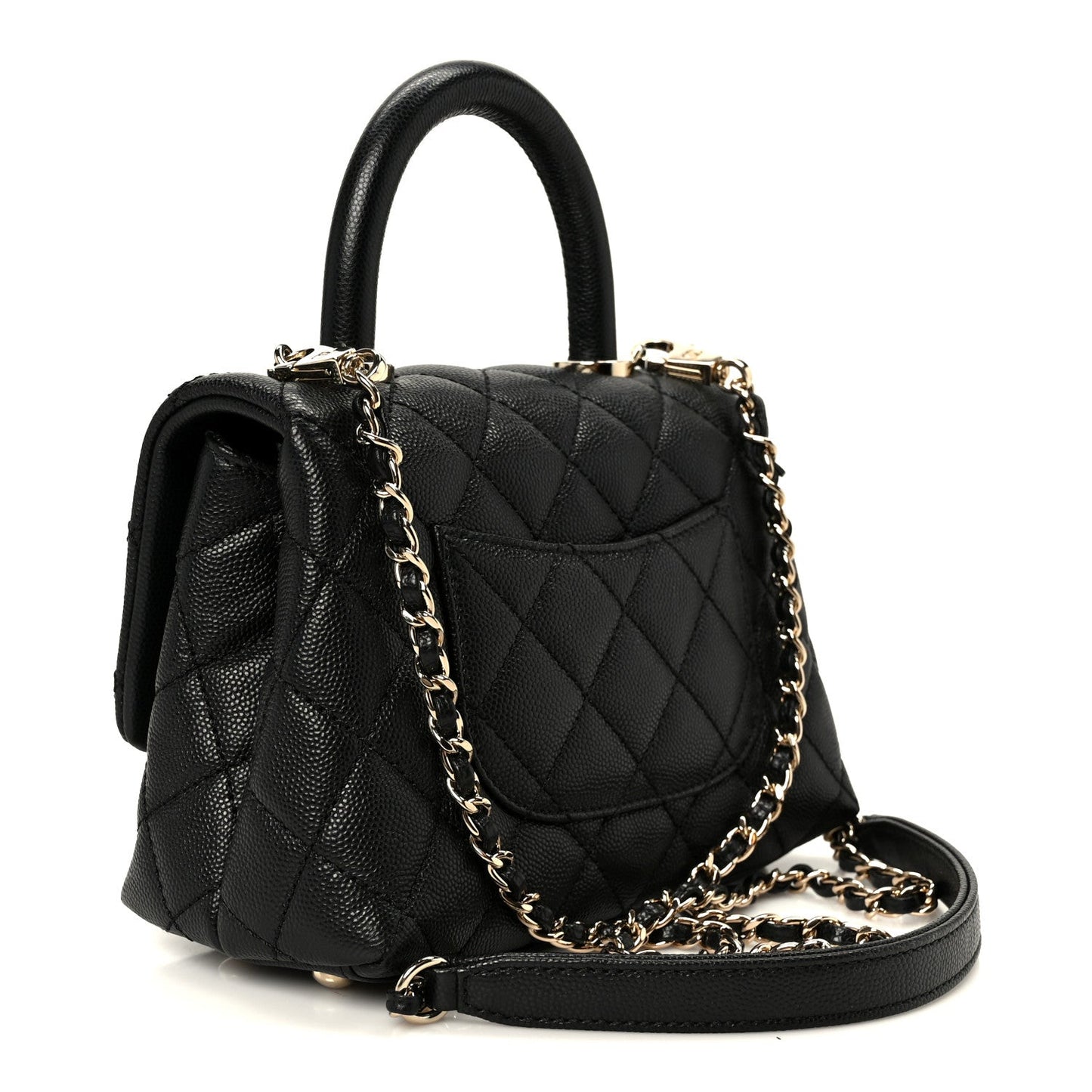Caviar Quilted Extra Mini Coco Handle Flap Black