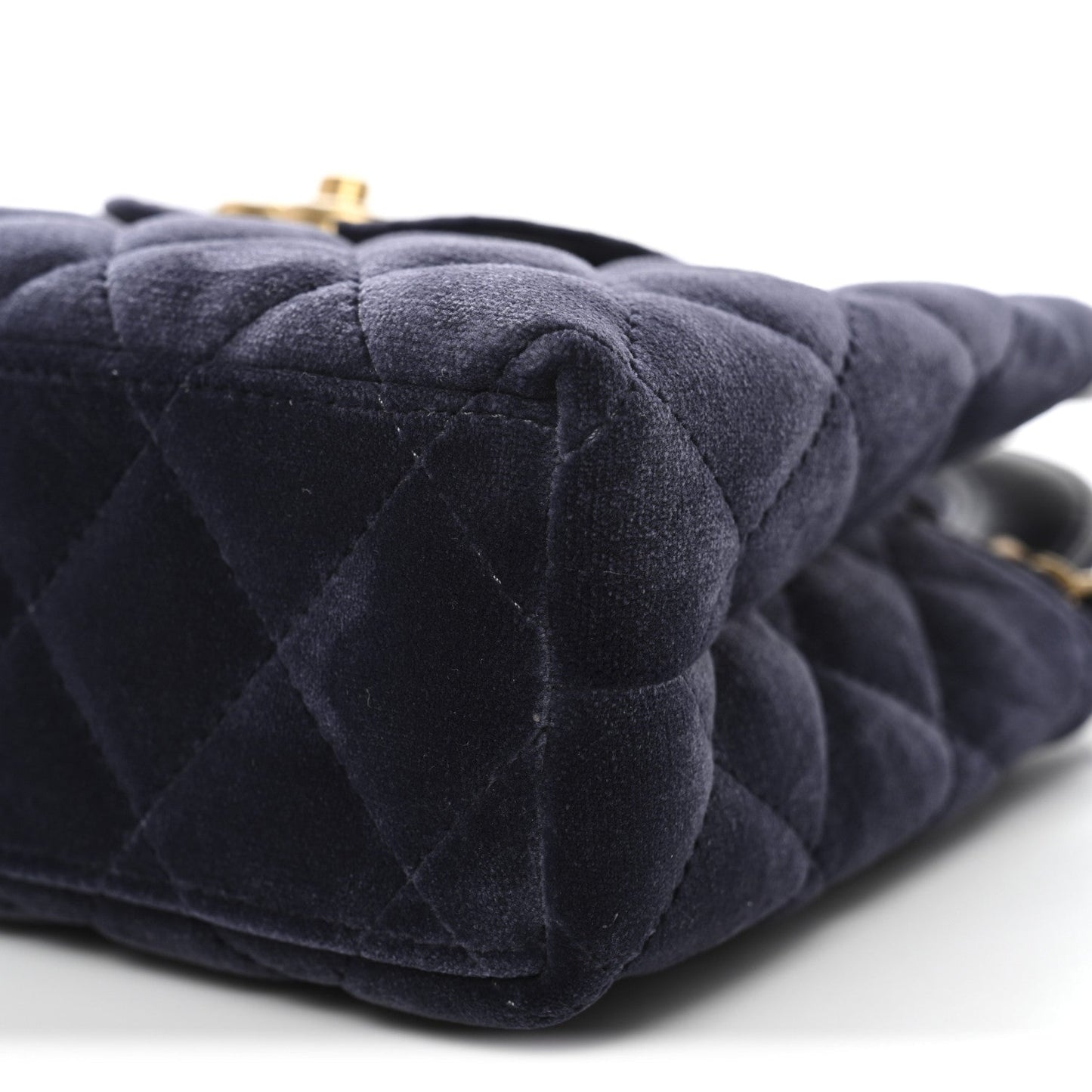 Velvet Quilted Nano Kelly Shopper Navy