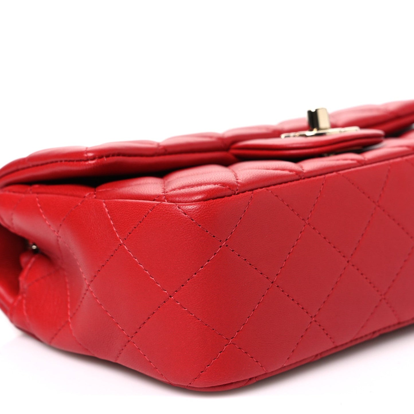 Lambskin Quilted Mini Rectangular Flap Red