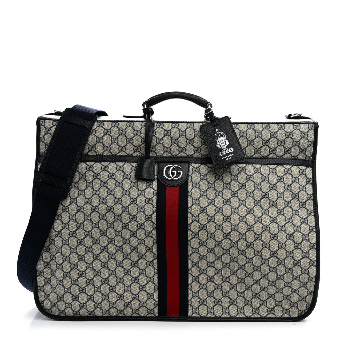 GG Supreme Monogram Web Savoy Garment Bag Beige Blue