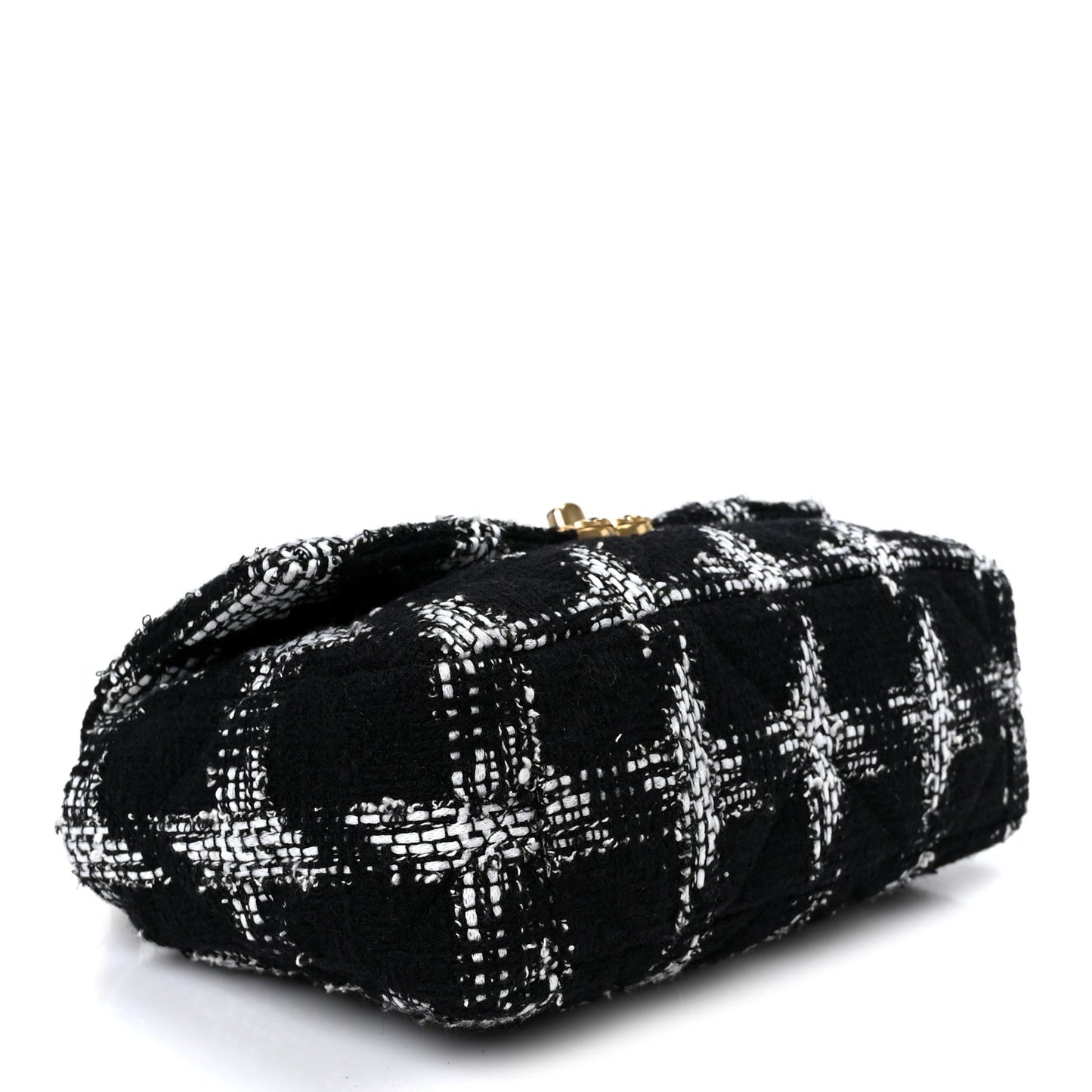 Tweed Quilted Medium Chanel 19 Flap Black White