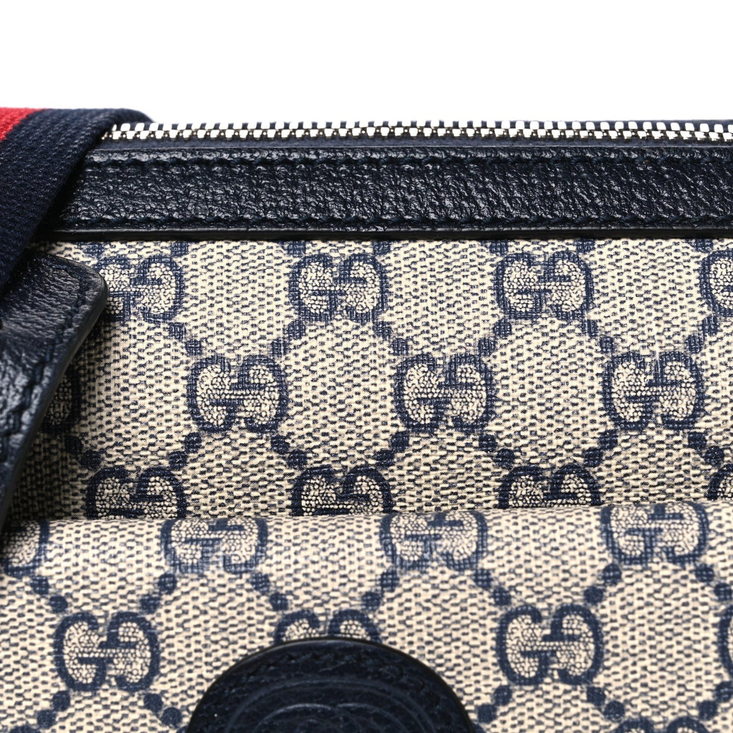 GG Supreme Monogram Azalea Calfskin Retro Interlocking G Wristlet Messenger Bag Beige Blue