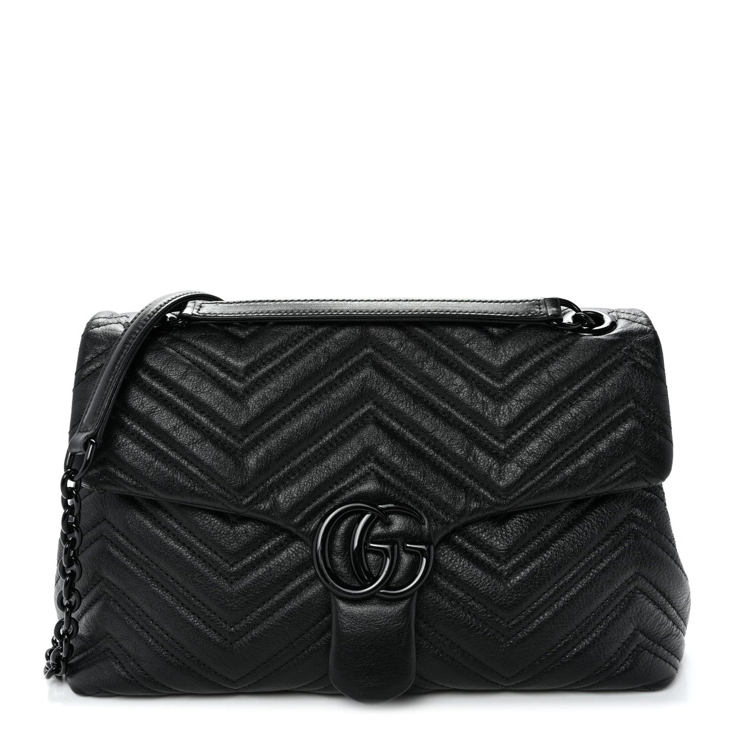 Soft Calfskin Matelasse Medium GG Marmont Shoulder Bag Black