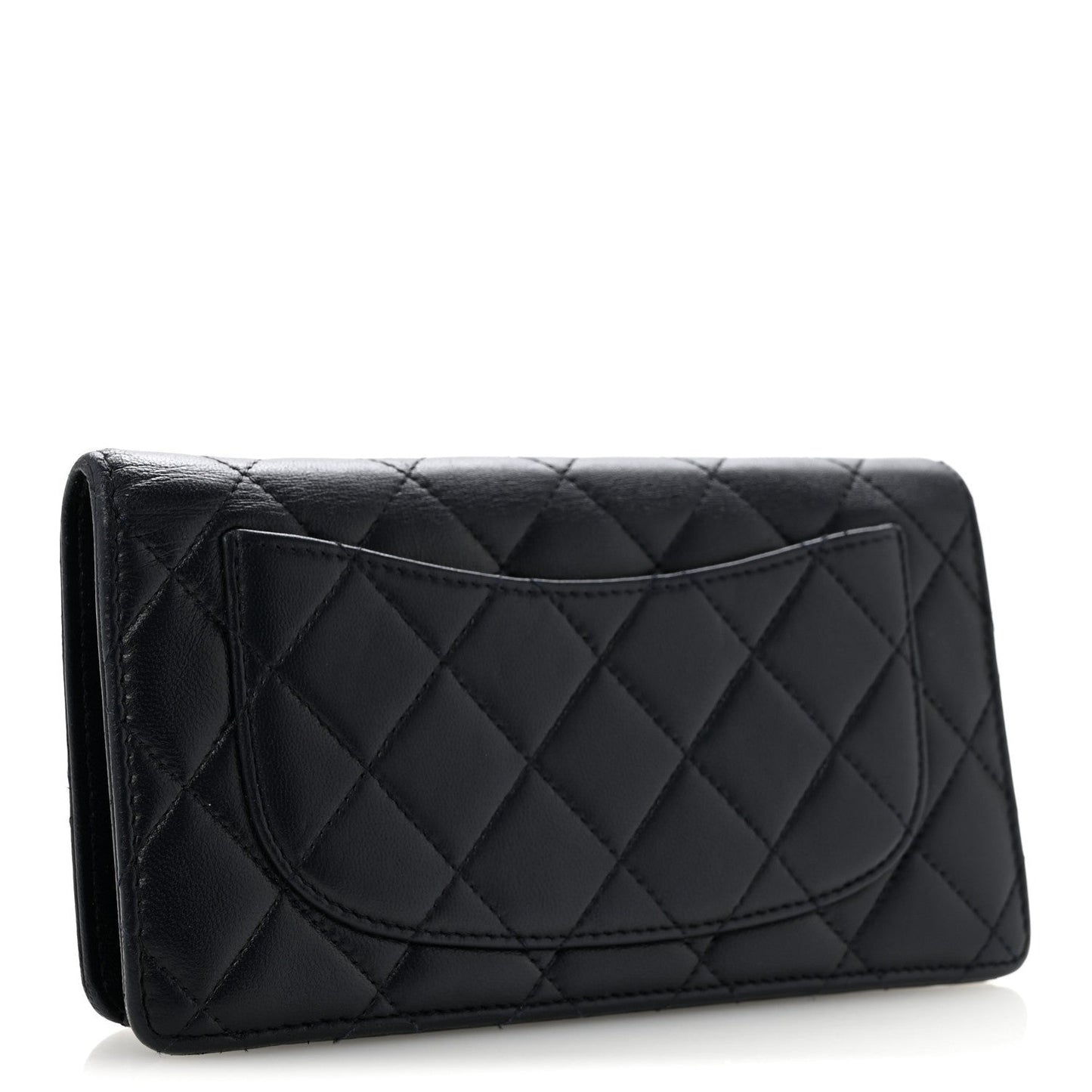 Lambskin Quilted Yen Wallet Blue