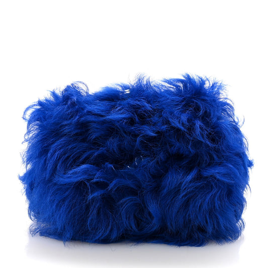 Shearling Lambskin CC Hook Card Holder Blue