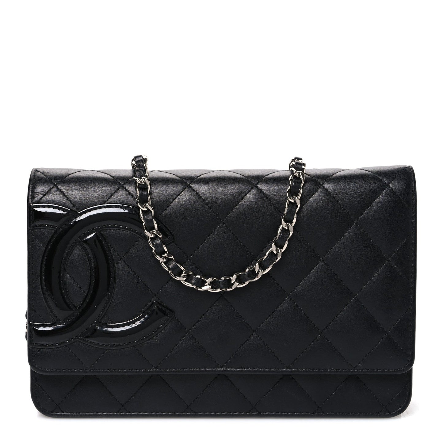 Calfskin Quilted Cambon Wallet on Chain WOC Black
