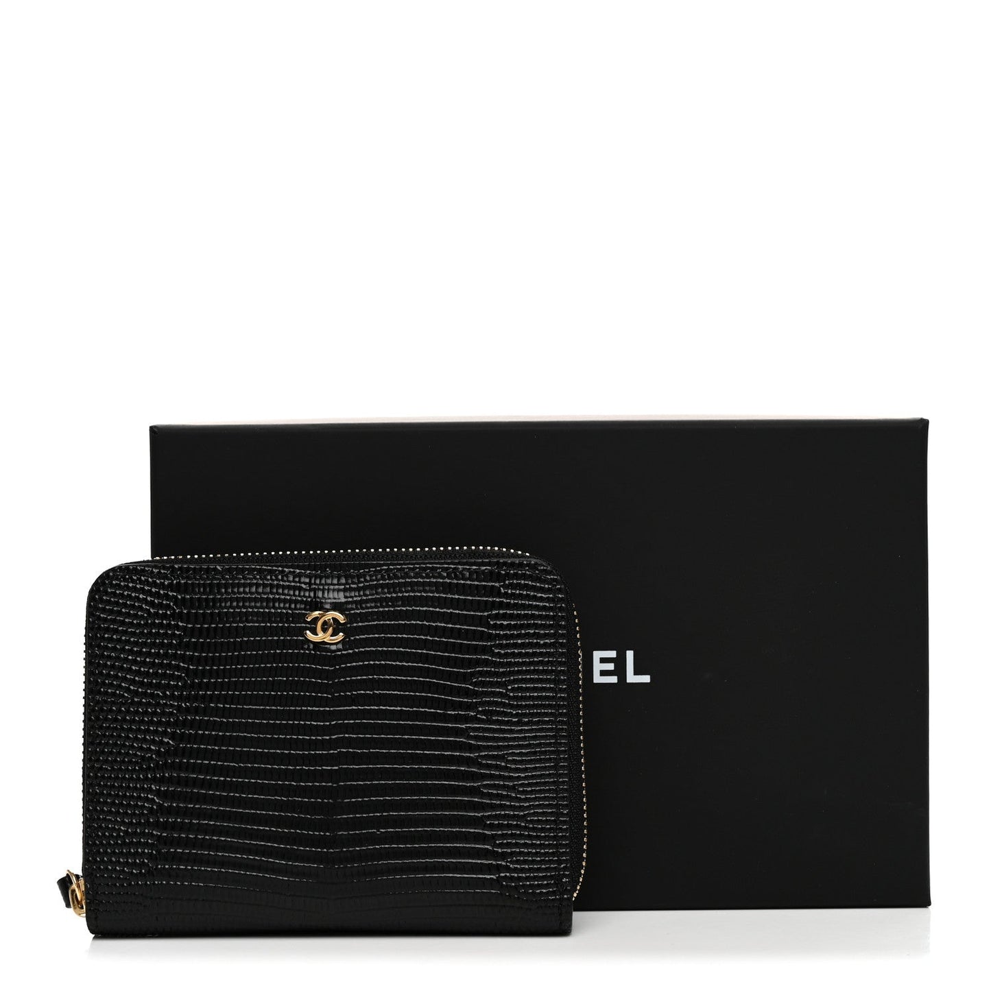 Lizard Embossed Compact Wallet Black