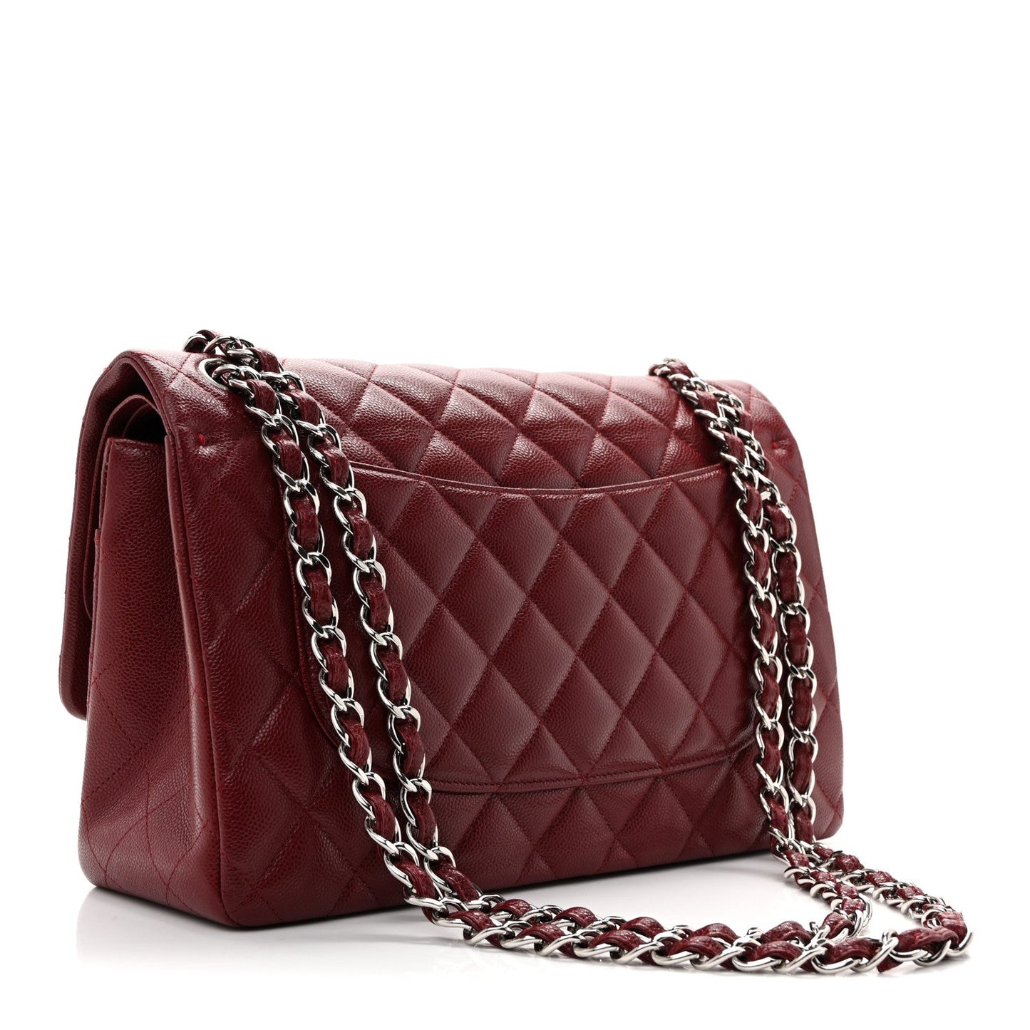 Caviar Quilted Jumbo Double Flap Burgundy