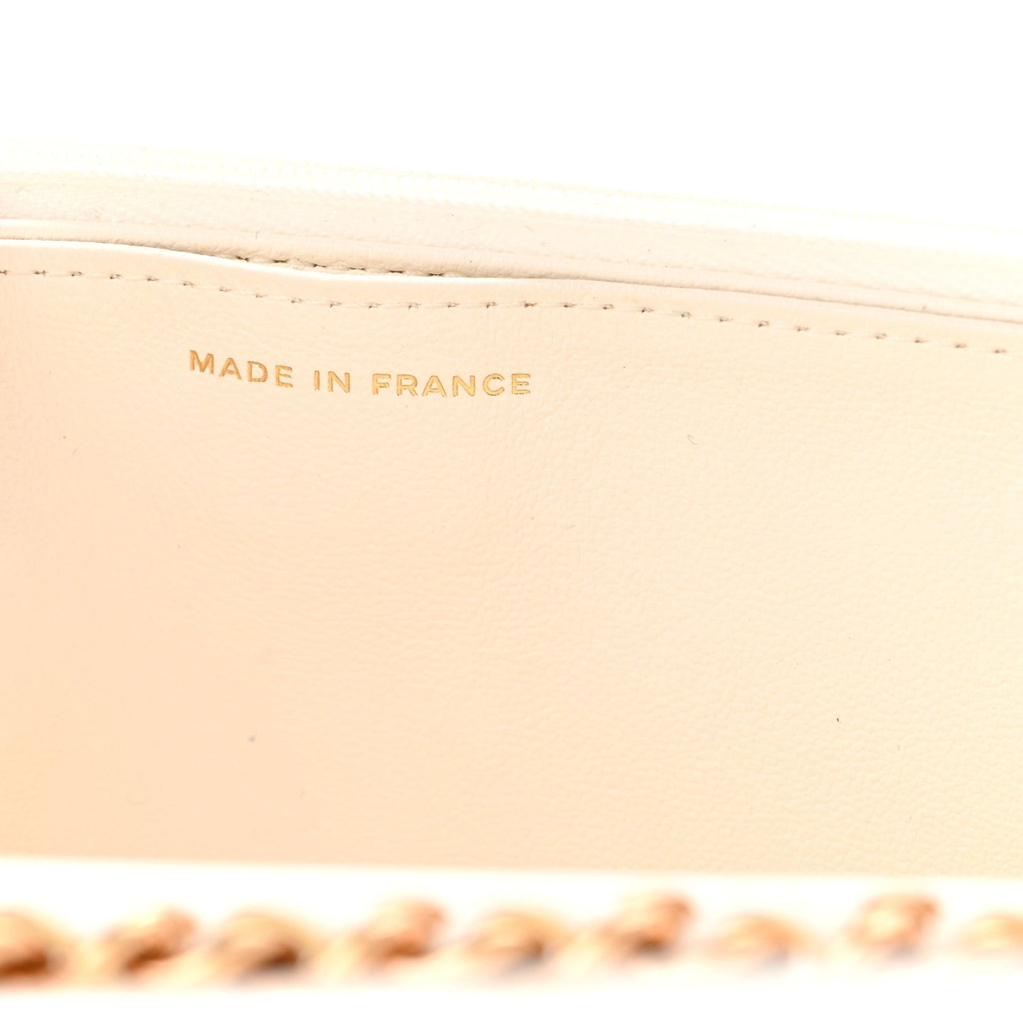 Lambskin Quilted Frame Wallet On Chain WOC White