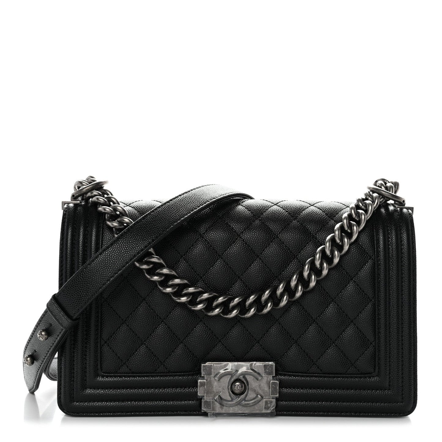 Caviar Quilted Medium Boy Flap Black
