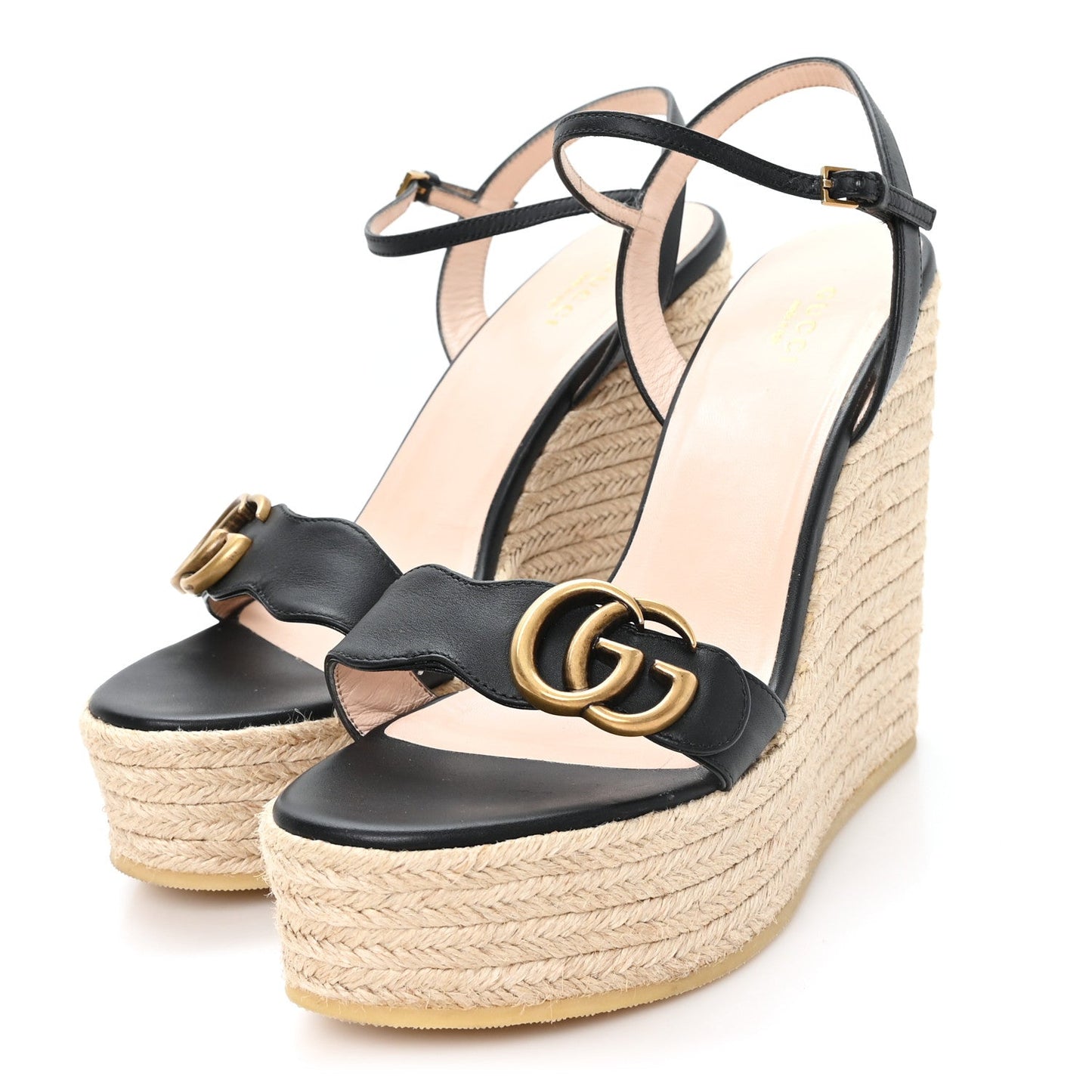 Nappa Matelasse GG Marmont Slingback Platform 45/130mm Espadrille Wedges 39.5 Black