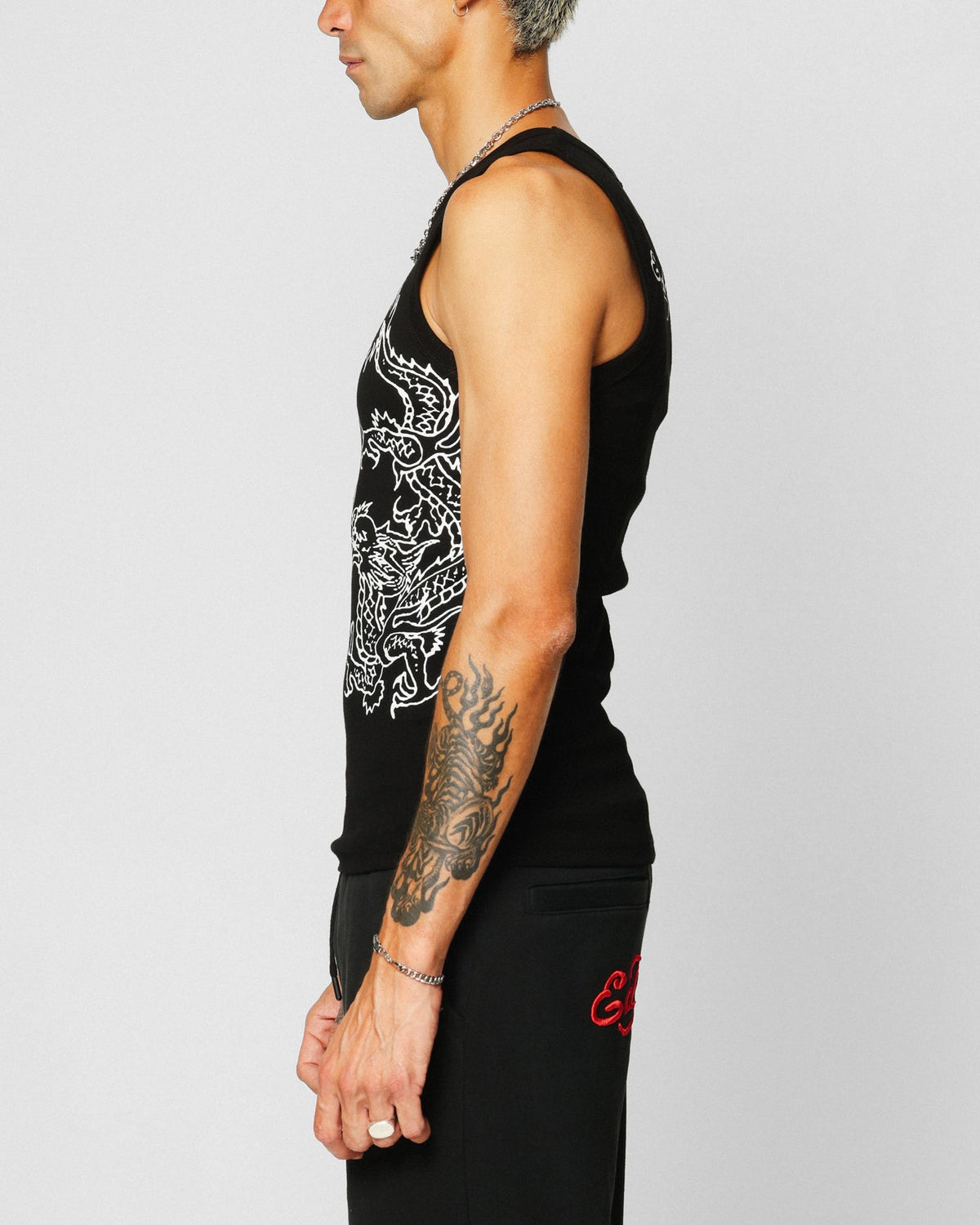 Ed Hardy Dragon Ribbed Muscle Singlet Black