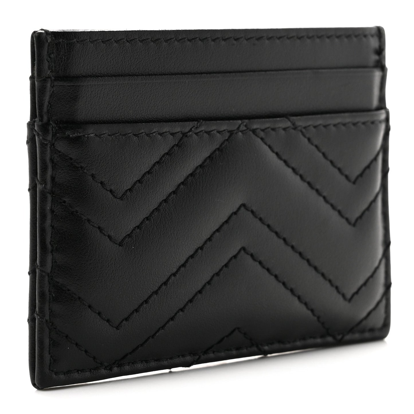 Calfskin Matelasse GG Marmont Card Holder Black