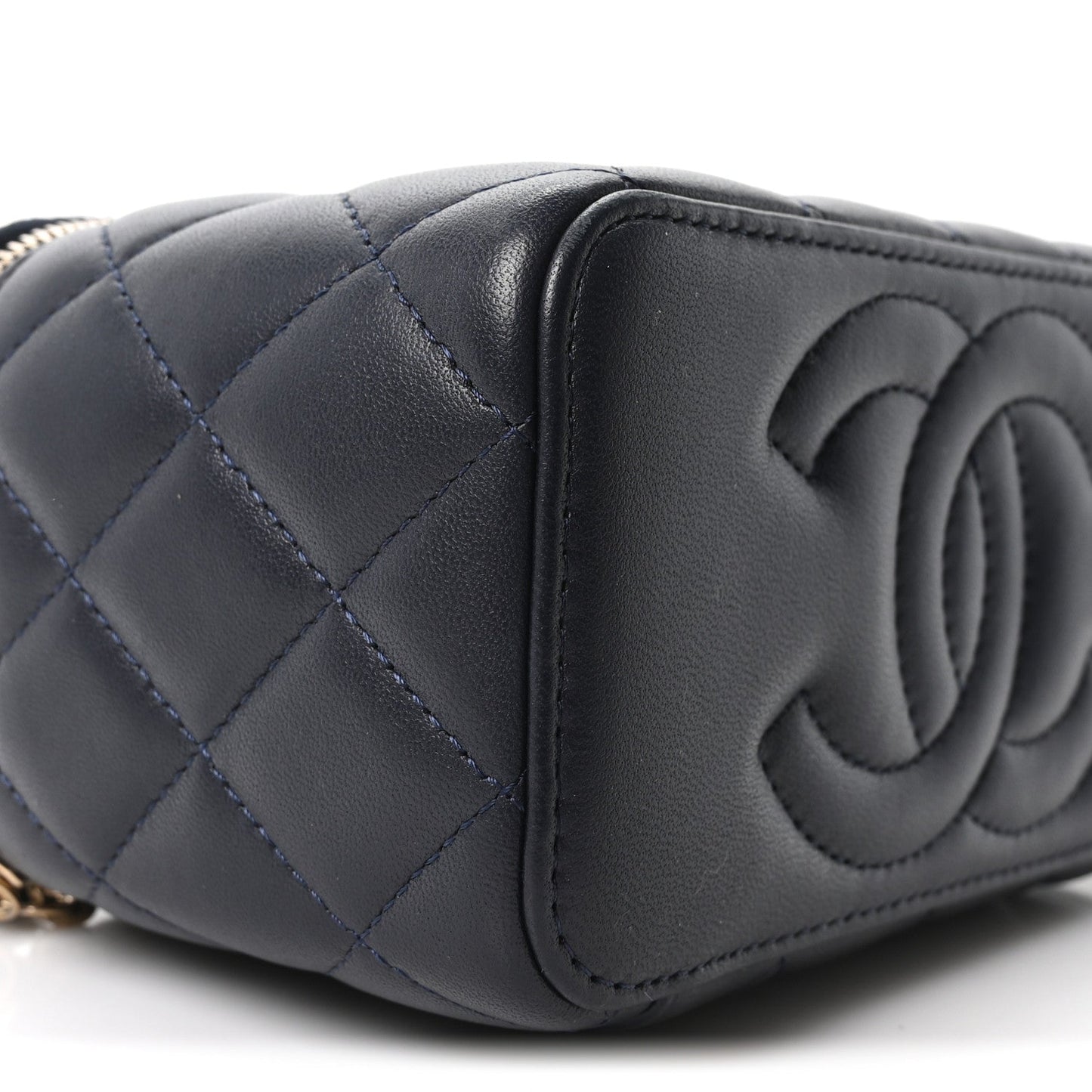 Lambskin Quilted Pick Me Up Vanity Case Navy