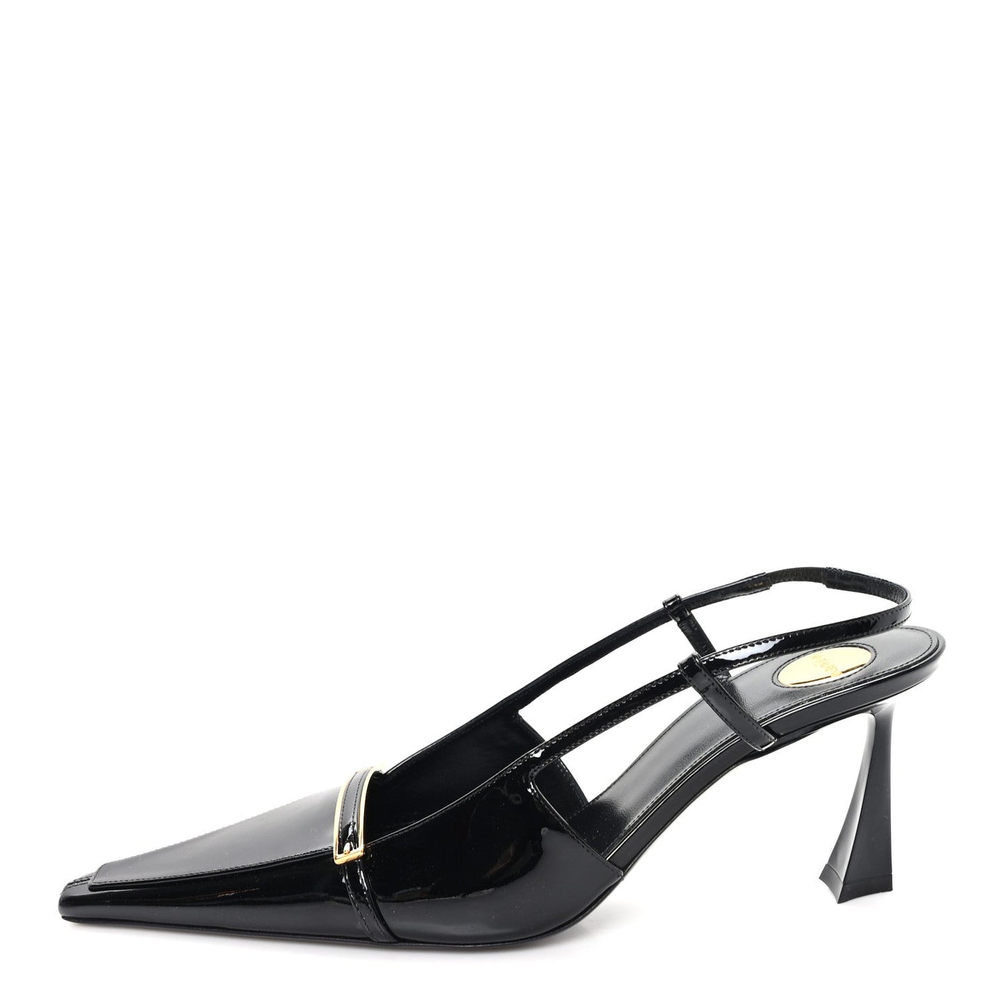 Patent Calfskin Jacqueline 75 Slingback Pumps 38 Black
