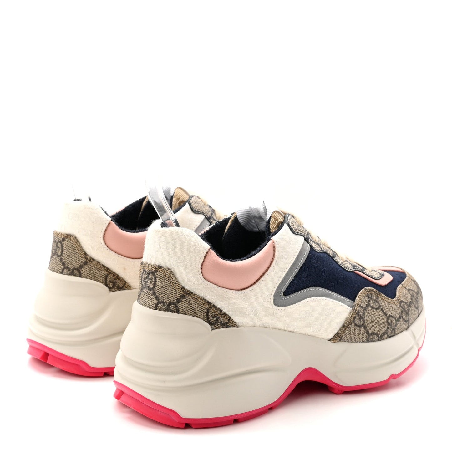 GG Supreme Monogram Mix Monogram Womens Rhyton Sneakers 35.5 London Blue Beige Pale Pink