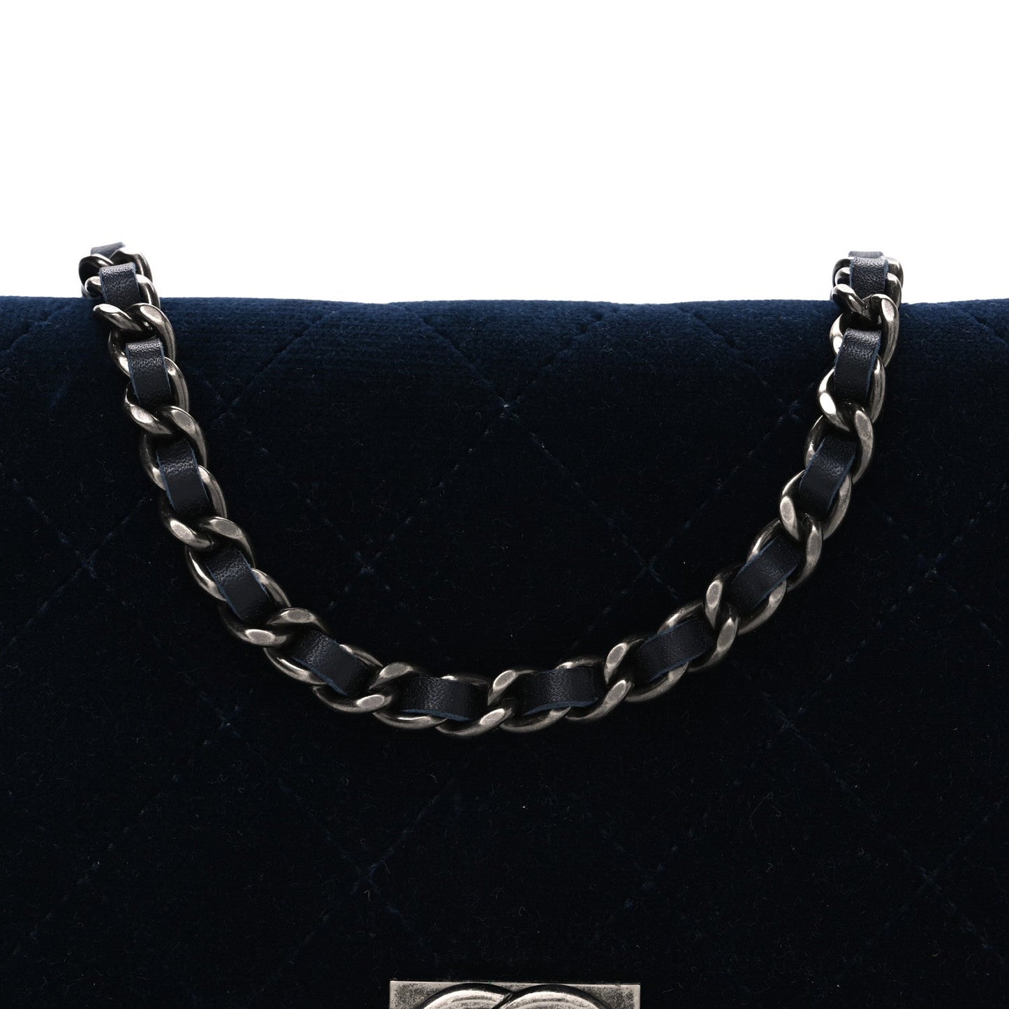 Velvet Quilted Boy Wallet On Chain WOC Blue