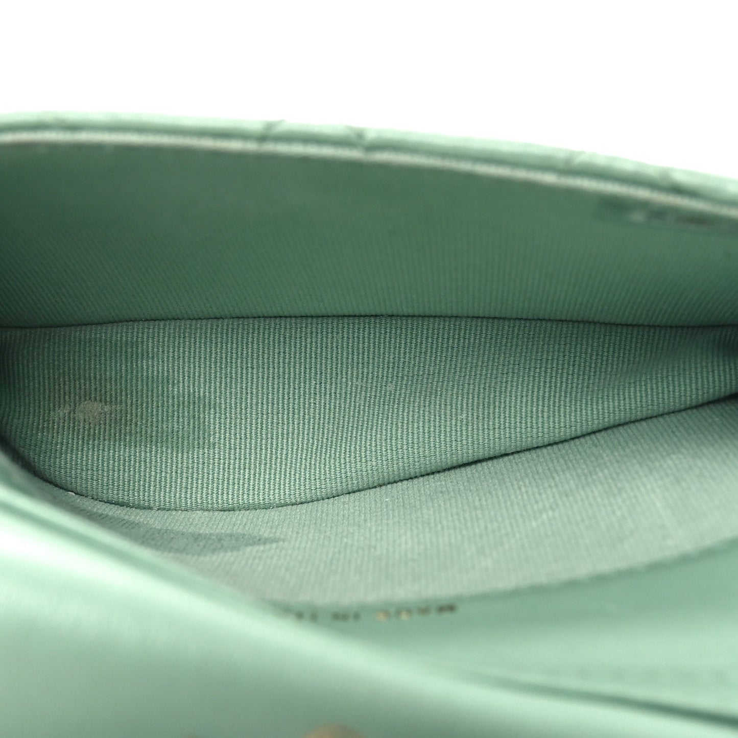 Lambskin Resin Quilted Mini Heart Coin Purse With Chain Light Green
