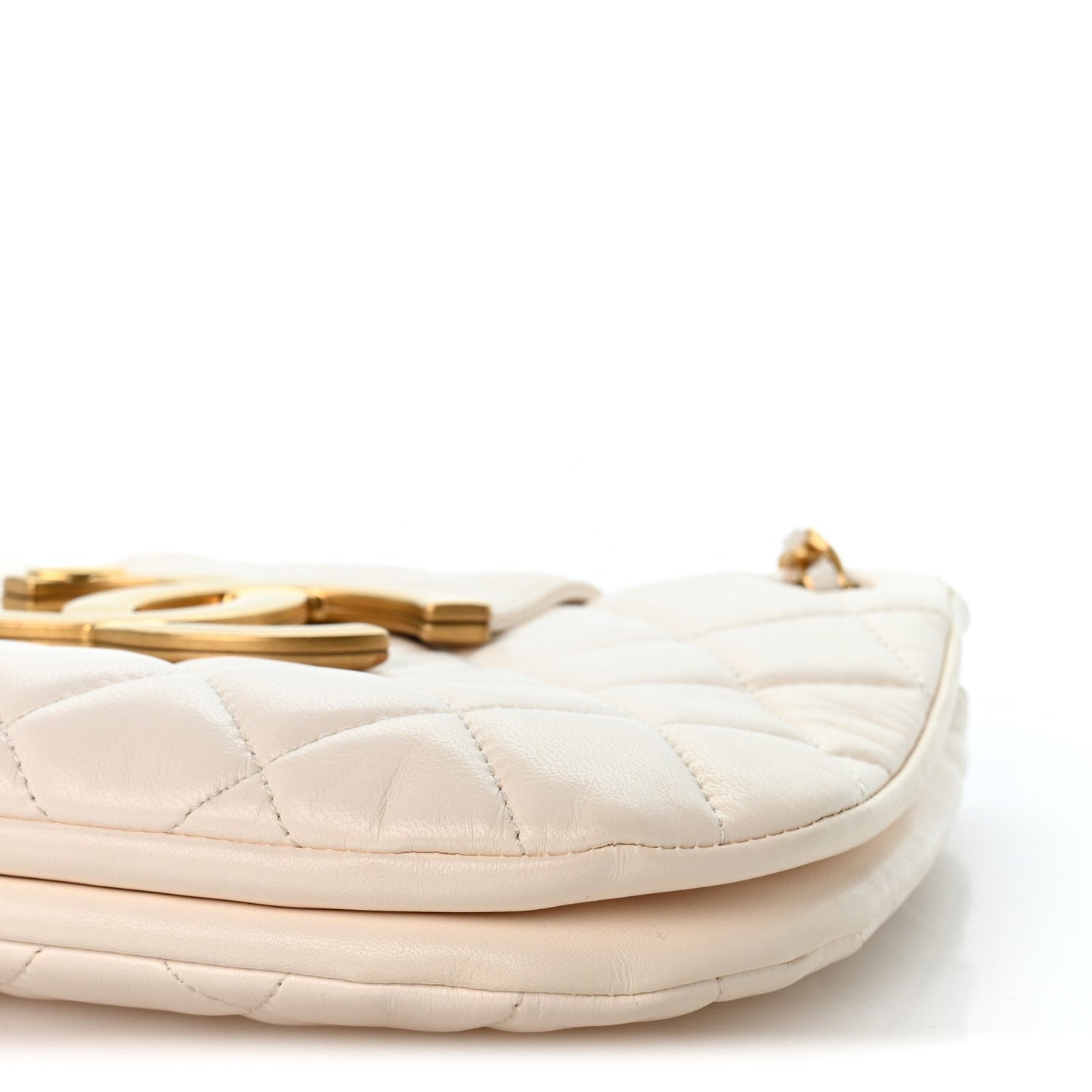 Lambskin Quilted Giant CC Shoulder Bag White