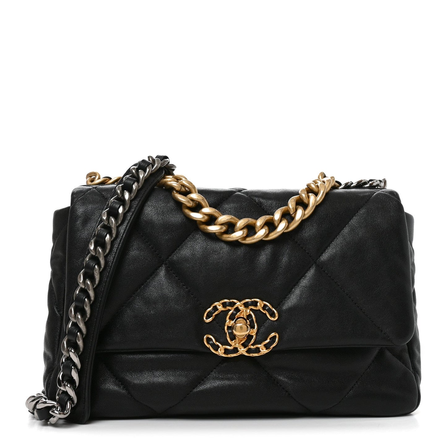 Goatskin Quilted Medium Chanel 19 Flap Black